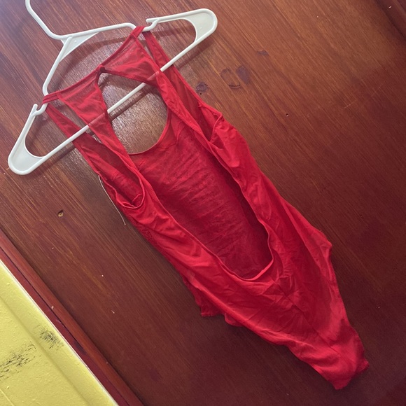 NWT 2 x Jezebel Penelope Lace & Mesh Teddy size M color Red and White - Picture 6 of 16